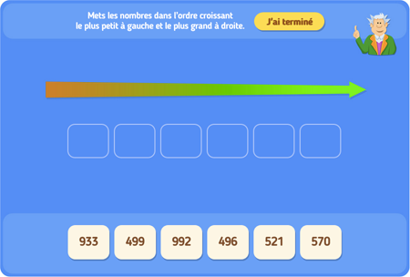 Jeux en ligne : Comparer, ranger - Numération - Mathématiques : 4eme Harmos