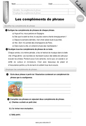 Les compléments de phrase - Examen Evaluation - Bilan : 7ème Harmos - PDF à imprimer