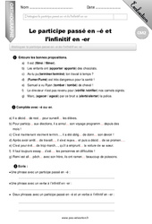 Participe passé en é ou infinitif en - er - Examen Evaluation - Bilan : 7ème Harmos - PDF à imprimer