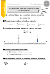 Comment nommer et placer une fraction décimale sur une droite graduée. - Exercices  : 7ème Harmos - PDF à imprimer