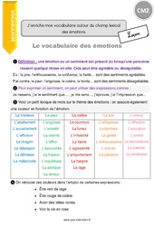 J’enrichis mon vocabulaire autour du champ lexical des émotions. - Cours, Leçon : 7ème Harmos - PDF gratuit à imprimer