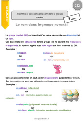 Identifier et reconnaitre le nom dans le groupe nominal. - Cours, Leçon : 5ème Harmos - PDF à imprimer