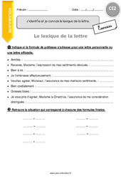 Identifier et connaître le lexique de la lettre - Exercices  : 5ème Harmos - PDF à imprimer