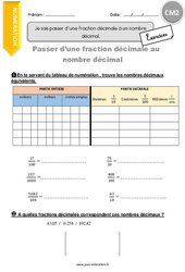 Comment passer d’une fraction décimale à un nombre décimal. - Exercices avec correction : 7ème Harmos - PDF à imprimer