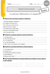 Identifier la forme d’une phrase - Exercices  : 6ème Harmos - PDF à imprimer