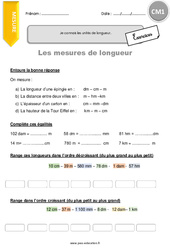 Connaître les unités de longueur - Exercices avec correction : 6ème Harmos - PDF à imprimer