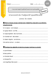 Comment accorder l’adjectif qualificatif avec le nom qui le qualifie. - Exercices avec correction : 5ème Harmos - PDF à imprimer