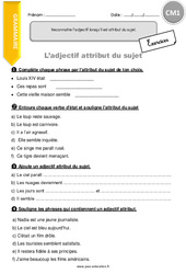 Reconnaitre l’adjectif lorsqu’il est attribut du sujet. - Exercices avec correction : 6ème Harmos - PDF à imprimer