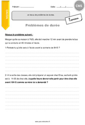 Je résous de problèmes de durées - Exercices  : 6ème Harmos - PDF à imprimer