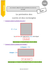 Connaître et utiliser la formule du périmètre du carré et du rectangle. - Cours, Leçon : 6ème Harmos - PDF gratuit à imprimer