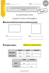 Connaître et utiliser la formule du périmètre du carré et du rectangle. - Exercices avec correction : 6ème Harmos - PDF à imprimer