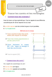 Je trace des carrés et des rectangles - Cours, Leçon : 6ème Harmos - PDF gratuit à imprimer