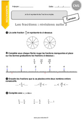 Lire et représenter les fractions simples Suite - Exercices avec correction : 6ème Harmos - PDF à imprimer