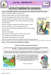 Je lis et j'applique les consignes - Gamme de lecture : 7ème Harmos - PDF à imprimer