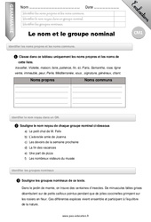 Le nom et le groupe nominal - Examen Evaluation - Bilan : 6ème Harmos - PDF à imprimer