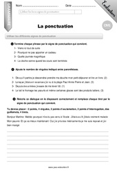 La ponctuation - Examen Evaluation - Bilan : 6ème Harmos - PDF à imprimer