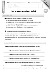 Le groupe nominal sujet - Examen Evaluation - Bilan : 6ème Harmos - PDF à imprimer