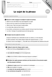 Le sujet de la phrase - Examen Evaluation - Bilan : 6ème Harmos - PDF à imprimer