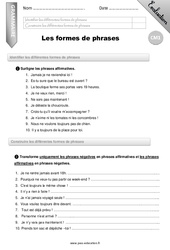 Les formes de phrases - Examen Evaluation - Bilan : 6ème Harmos - PDF à imprimer