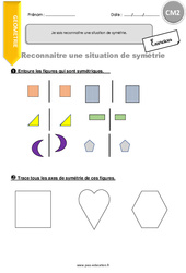 Comment reconnaitre une situation de symétrie - Exercices avec correction : 7ème Harmos - PDF à imprimer