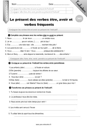 Le présent des verbes etre, avoir et verbes fréquents - Examen Evaluation - Bilan : 6ème Harmos - PDF à imprimer