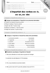 L'imparfait des verbes en - er, - ir, - dre - Examen Evaluation - Bilan : 6ème Harmos - PDF à imprimer