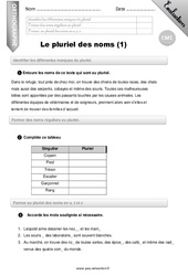 Le pluriel des noms (1) - Examen Evaluation - Bilan : 6ème Harmos - PDF à imprimer