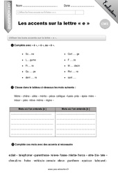 Les accents sur la lettre e - Examen Evaluation - Bilan : 6ème Harmos - PDF à imprimer