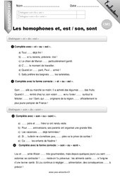 Les homophones et, est son , sont - Examen Evaluation - Bilan : 6ème Harmos - PDF à imprimer