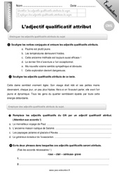 L’adjectif qualificatif attribut - Examen Evaluation - Bilan : 6ème Harmos - PDF à imprimer