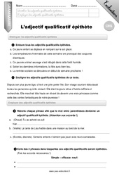 L'adjectif qualificatif épithète - Examen Evaluation - Bilan : 6ème Harmos - PDF à imprimer