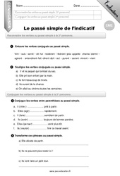 Le passé simple - Examen Evaluation - Bilan : 6ème Harmos - PDF à imprimer