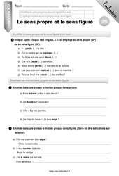 Sens propre et le sens figuré - Examen Evaluation - Bilan : 6ème Harmos - PDF à imprimer