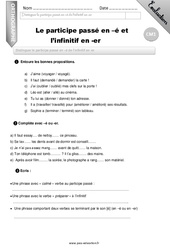 Le participe passé en - é ou l'infinitif en - er - Examen Evaluation - Bilan : 6ème Harmos - PDF à imprimer