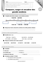 Comparer, ranger et encadrer des grands nombres - Examen Evaluation - Bilan : 7ème Harmos - PDF à imprimer