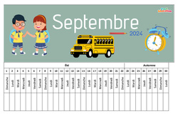 Poutre du temps - Calendrier 2024 / 2025 - Calendrier scolaire : 3eme, 4ème, 5ème, 6ème, 7ème Harmos - PDF à imprimer