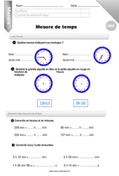 Mesure de temps - Examen Evaluation - Bilan : 7ème Harmos - PDF à imprimer