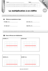 Multiplication à un chiffre - Examen Evaluation - Bilan : 7ème Harmos - PDF à imprimer