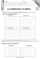 Multiplication à 2 chiffres - Examen Evaluation - Bilan : 7ème Harmos - PDF à imprimer