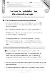 Sens de la division, situation de partage - Examen Evaluation - Bilan : 7ème Harmos - PDF à imprimer