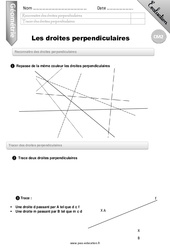 Droites perpendiculaires - Examen Evaluation - Bilan : 7ème Harmos - PDF à imprimer