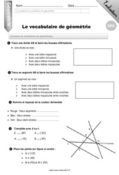 Le vocabulaire de géométrie - Examen Evaluation - Bilan : 7ème Harmos - PDF à imprimer