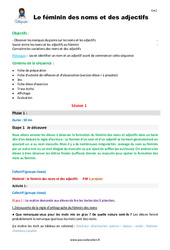 Le féminin des noms et des adjectifs - Séquence - Fiche de préparation : 6ème Harmos - PDF à imprimer
