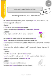 J’identifie et orthographie des homophones. - Cours, Leçon : 5ème Harmos - PDF à imprimer