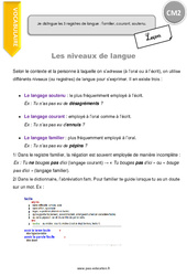 Comment distinguer les 3 registres de langue familier, courant, soutenu - Cours, Leçon : 7ème Harmos - PDF gratuit à imprimer