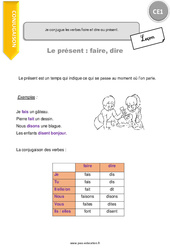 Je conjugue les verbes faire et dire au présent - Cours, Leçon : 4ème Harmos - PDF gratuit à imprimer