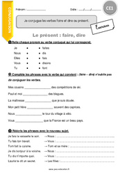 Je conjugue les verbes faire et dire au présent - Exercices avec correction : 4ème Harmos - PDF à imprimer