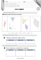 Comparer et tracer des angles - Examen Evaluation - Bilan : 7ème Harmos - PDF à imprimer