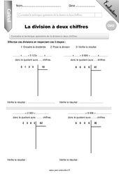 Division à 2 chiffres - Examen Evaluation - Bilan : 7ème Harmos - PDF à imprimer