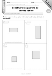 Construire les patrons de solides usuels - Examen Evaluation - Bilan : 7ème Harmos - PDF à imprimer